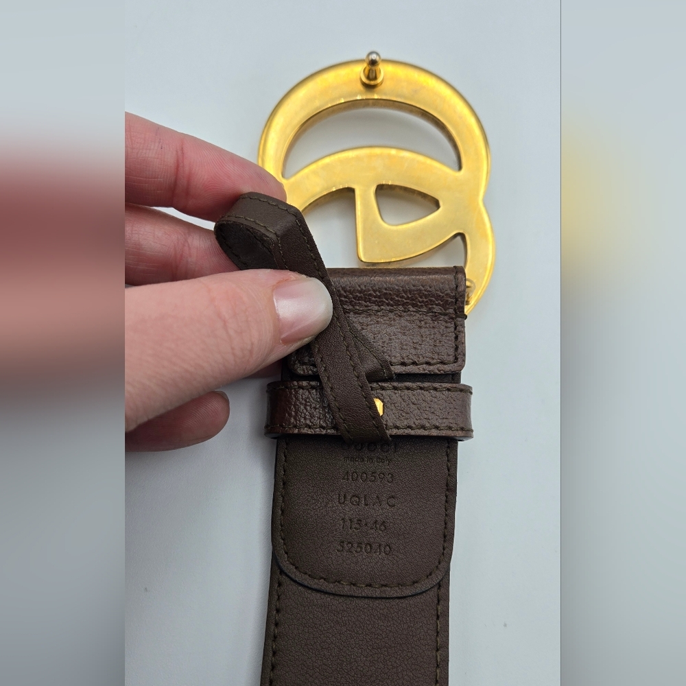 CLEARANCE Awesome Men's Gucci Tan And Brown Belt with Gold Buckle Size 115•46 - Picture 3 of 10